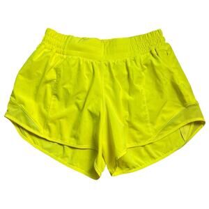 Lululemon Hotty Hot 4" Neon Yellow Running Shorts Size 6